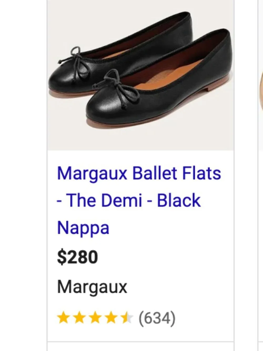 Margaux The Demi Ballet Flats Slip On Shoes Nappa Leather Bow Black Size 13.5